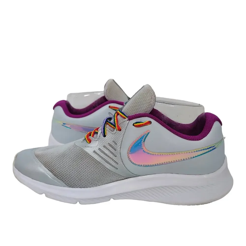 NIKE Shoes Star Runner Rainbow Laces Holographic CW3294-001 Size 5 Y or 7 Women